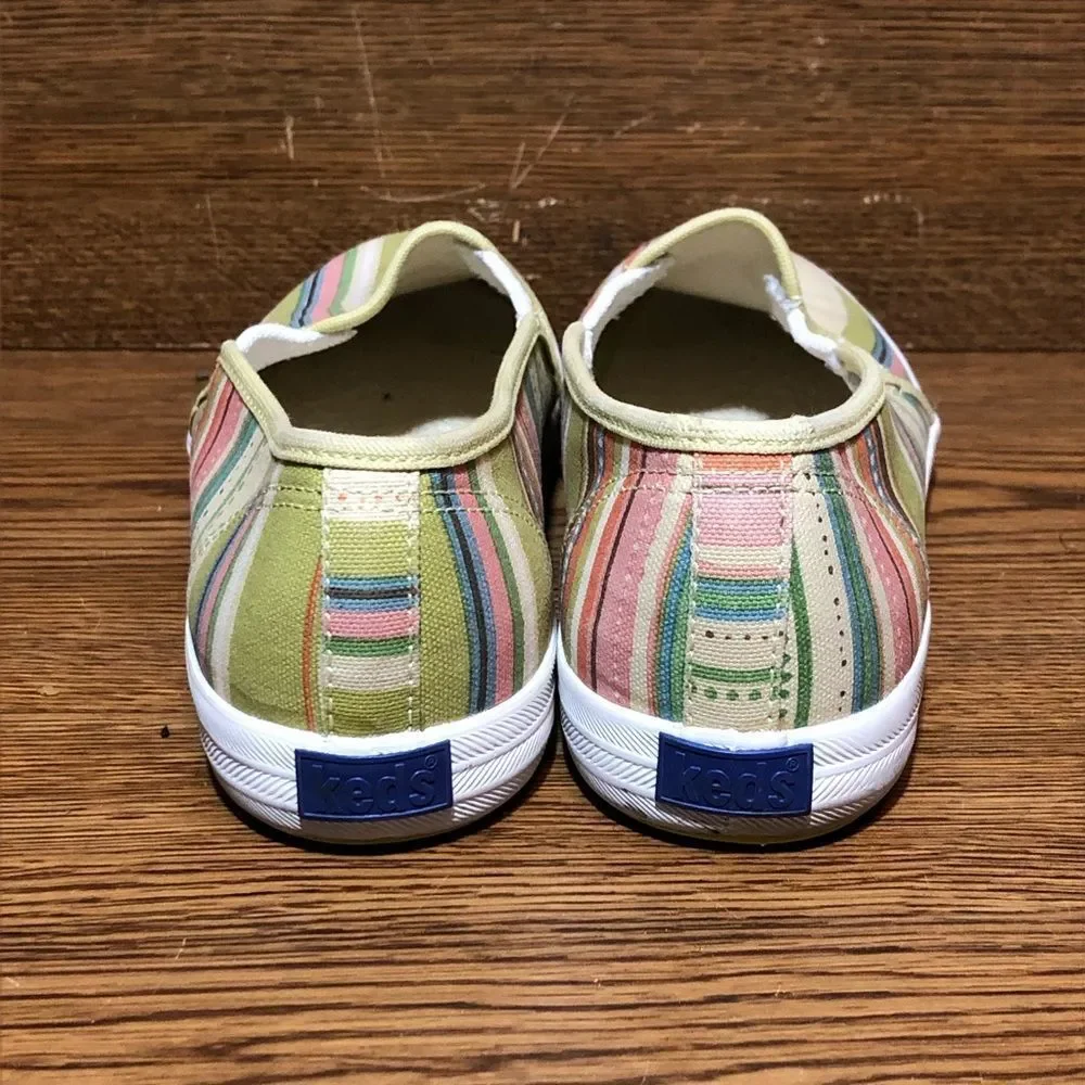 Keds canvas green womens slip on shoes white sneakers size 7.5 - Picture 7 of 8